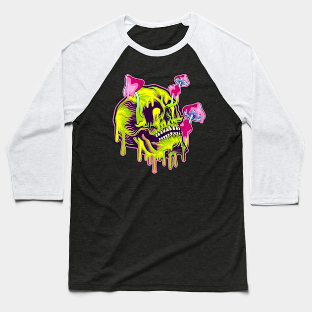 melting skull graphic sublimation Baseball T-Shirt by Babyborn